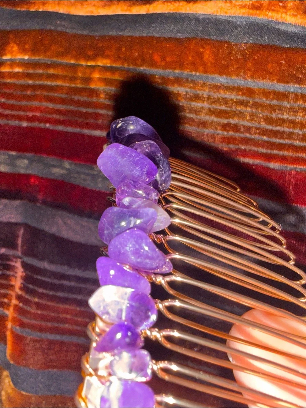 Handcrafted Amethyst  Hair Comb